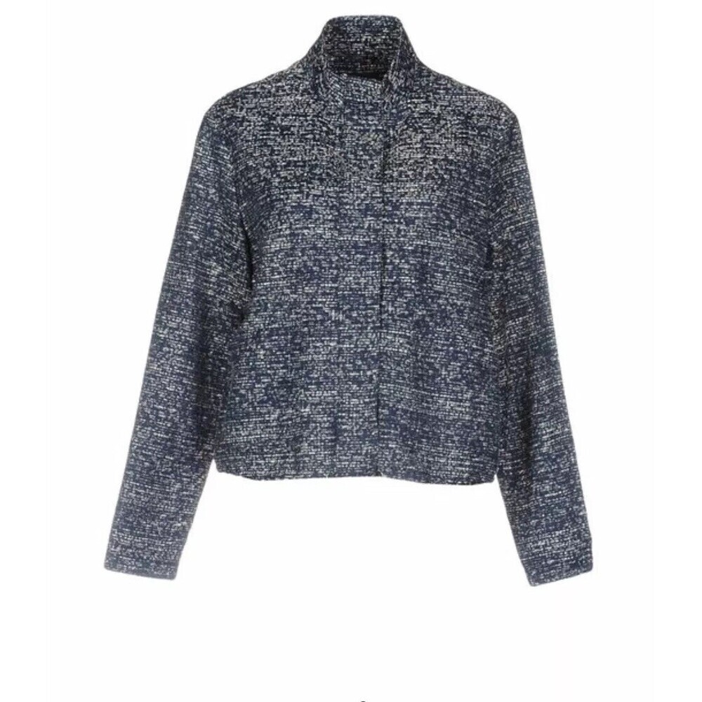 Armani Jeans Women's Jacquard Canvas Light Spring Jacket Dark Blue Size 40 $380 - Picture 4 of 15